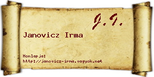 Janovicz Irma névjegykártya