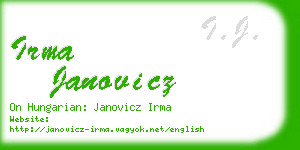 irma janovicz business card